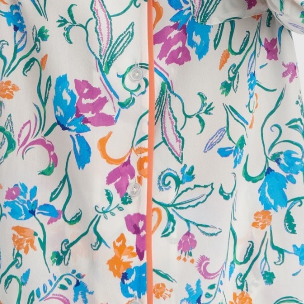 Tanya Taylor 100% Silk Pajama Top Blouse Button Front Shirt Size XS - Picture 3 of 9